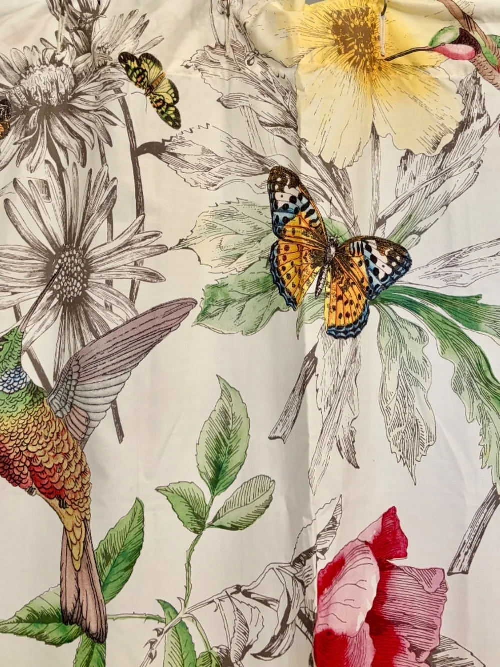 Pottery Barn Organic Hummingbird Shower Curtain - Cloth